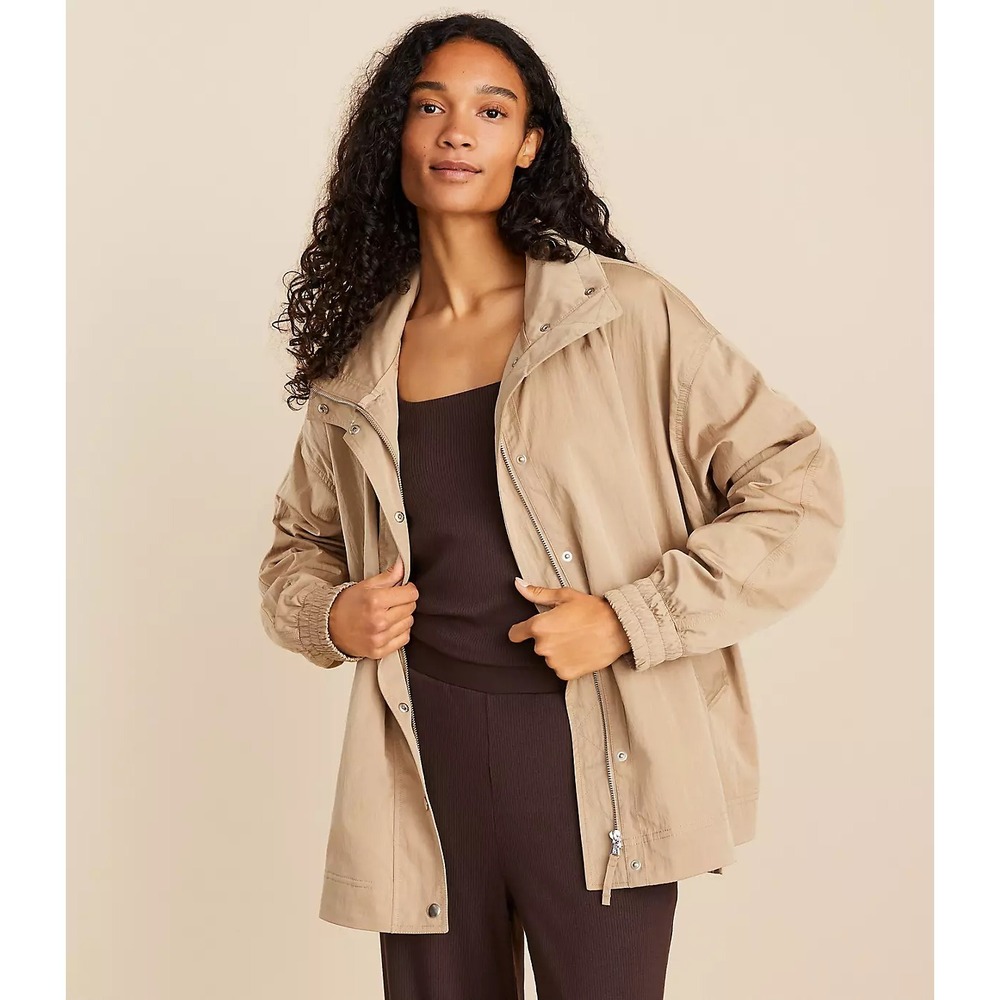 LOFT Lou & Grey Modern Anorak Rain Jacket Women's XXL Sun Sand Oversized Fit